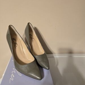 Marc Fisher Silver Patent Heels